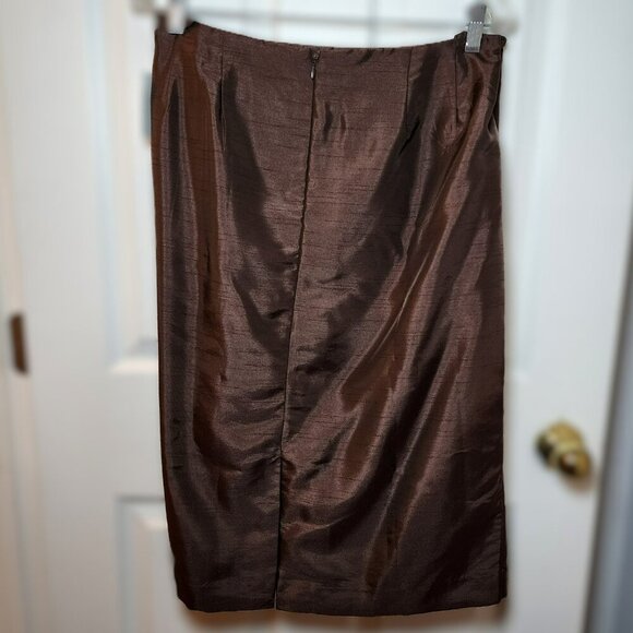 Signature by Larry Levine Woman Brown Formal Skirt 18W Shiny Satin Look - Picture 3 of 6